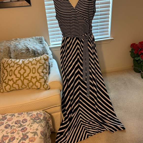 Blue and White Striped Maxi Dress - Picture 1 of 1